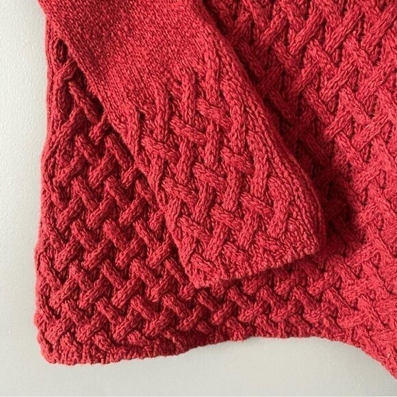 Ireland's Eye Wool Cashmere Sweater Deep Red Cable Knit Dark Academia M/L - Picture 5 of 16